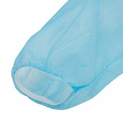 Халат одноразовый голубой на липучках КОМПЛЕКТ 10 шт., XXL, 56-58 размер, 110 см, рукав на резинке, 30 г/<wbr/>м<sup>2</sup>, ОПТИТРЕЙД