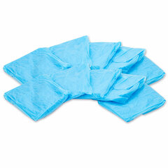 Халат одноразовый голубой на липучках КОМПЛЕКТ 10 шт., XXL, 56-58 размер, 110 см, рукав на резинке, 30 г/<wbr/>м<sup>2</sup>, ОПТИТРЕЙД