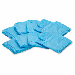 Халат одноразовый голубой на кнопках КОМПЛЕКТ 10 шт., XL, 52-54 размер, 110 см, рукав на резинке, 30 г/<wbr/>м<sup>2</sup>, ОПТИТРЕЙД