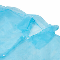 Халат одноразовый голубой на кнопках КОМПЛЕКТ 10 шт., XXL, 56-58 размер, 110 см, рукав на резинке, 30 г/<wbr/>м<sup>2</sup>, ОПТИТРЕЙД