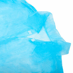 Халат одноразовый голубой на липучках КОМПЛЕКТ 10 шт., XXXL, 60-62 размер, 110 см, рукав на резинке, 30 г/<wbr/>м<sup>2</sup>, ОПТИТРЕЙД