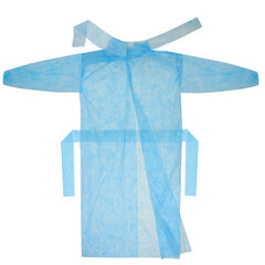 Халат одноразовый голубой на завязках КОМПЛЕКТ 10 шт., XXL, 56-58 размер, 140 см, рукав на резинке, 25 г/<wbr/>м<sup>2</sup>, СНАБЛАЙН