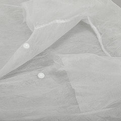 Халат одноразовый белый на кнопках КОМПЛЕКТ 10 шт., XXL, 56-58 размер, 110 см, рукав на резинке, 20 г/<wbr/>м<sup>2</sup>, СНАБЛАЙН