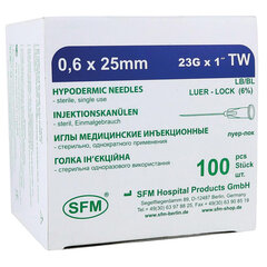 Иглы инъекционные одноразовые SFM 0,60 х 25 &mdash; 23G, КОМПЛЕКТ 100 шт.