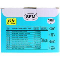 Иглы-бабочки для вливания в малые вены SFM 0,9 х 19 &mdash; 20G, КОМПЛЕКТ 100 штук, LUER