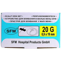 Иглы-бабочки для вливания в малые вены SFM 0,9 х 19 &mdash; 20G, КОМПЛЕКТ 100 штук, LUER