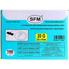 Иглы-бабочки для вливания в малые вены SFM 0,9 х 19 &mdash; 20G, КОМПЛЕКТ 100 штук, LUER