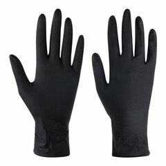 Перчатки нитриловые сверхпрочные с текстурой SFM MEGA TEX BLACK, Германия, 25 пар (50 штук), размер 9-10, XL (очень большой)