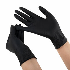 Перчатки нитриловые сверхпрочные с текстурой SFM MEGA TEX BLACK, Германия, 25 пар (50 штук), размер 9-10, XL (очень большой)