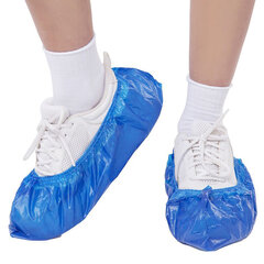 Бахилы КОМПЛЕКТ 100 штук (50 пар), ОЧЕНЬ ПРОЧНЫЕ, двойная резинка, 40&times;14, 52 мкм, 6 г, ELEGREEN