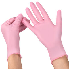 Перчатки нитриловые медицинские смотровые SFM Supersoft PINK, Германия, 100 пар (200 штук), размер 9-10, L (большой), розовые
