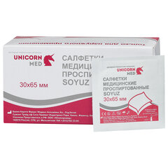 Спиртовые салфетки антисептические 30x65 мм, КОМПЛЕКТ 100 шт., SOYUZ, короб