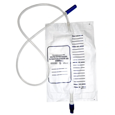 Мочеприемник прикроватный одноразовый 1000 мл, КОМПЛЕКТ 15 шт., MR MED