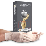 Перчатки латексные смотровые 50 пар (100 штук), размер 6-7, S (малый), бежевые, BENOVY Latex Chlorinated