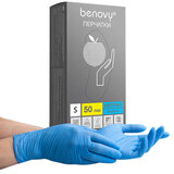 Перчатки нитриловые смотровые 50 пар (100 штук) размер 6-7, S (малый), голубые, BENOVY Nitrile Chlorinated, М