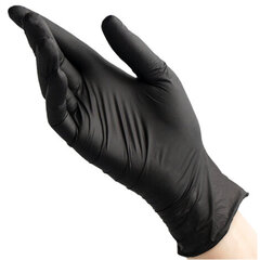 Перчатки нитриловые смотровые 50 пар (100 штук), размер 8-9, L (большой), черные, BENOVY Nitrile Chlorinated, М