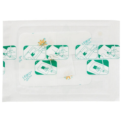 Повязка для фиксации катетеров LEIKO КОМПЛЕКТ 100 шт. 6х8 см нетканая основа, 2 подушечки ш/к 43203