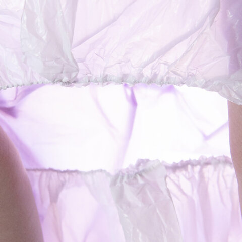 Бахилы двойные КОМПЛЕКТ 100шт (50пар) ЭКСТРА, 39х14см, 32мкм, 3г, бело-фиолетовые, ELEGREEN, шк6196