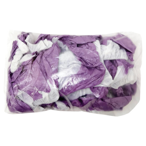 Бахилы двойные КОМПЛЕКТ 100шт (50пар) ЭКСТРА, 39х14см, 32мкм, 3г, бело-фиолетовые, ELEGREEN, шк6196