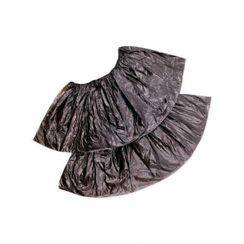 Бахилы КОМПЛЕКТ 100шт (50пар) ЭКСТРА, 39х14см, двойная резинка, 30мкм, 3,6г, черные, ELEGREEN, 6172