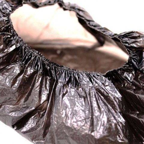 Бахилы КОМПЛЕКТ 100шт (50пар) ЭКСТРА, 39х14см, двойная резинка, 30мкм, 3,6г, черные, ELEGREEN, 6172