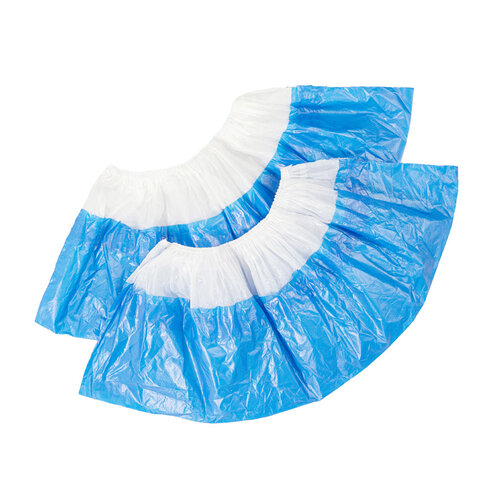 Бахилы двойные КОМПЛЕКТ 100шт (50пар) СУПЕР ЭКСТРА, 39х14см, двойн резин, 54мкм, 5,1г, ELEGREEN,5593