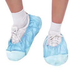 Бахилы ламинированные, КОМПЛЕКТ 500 шт., 38х16 см, спанбонд + ПВД, 100 мкм, 13 г, голубые, ELEGREEN