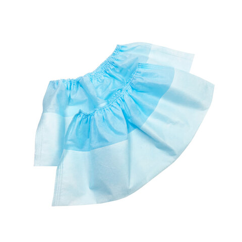 Бахилы ламинированные КОМПЛЕКТ 500шт, 38х16см, спанбонд + ПВД, 100мкм, 13г, голубые, ELEGREEN, 1422