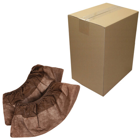 Бахилы ламинированные, КОМПЛЕКТ 500 шт., 38х16 см, спанбонд + ПВД, 100 мкм, 13 г, коричневые, ELEGREEN, ПВД-50/2р-Кор-Б