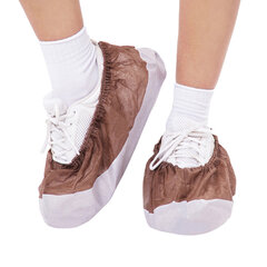 Бахилы ламинированные, КОМПЛЕКТ 500 шт., 38х16 см, спанбонд + ПВД, 100 мкм, 13 г, коричневые, ELEGREEN