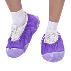 Бахилы ламинированные, КОМПЛЕКТ 500 шт., 38х16 см, спанбонд + ПВД, 100 мкм, 13 г, фиолетовые, ELEGREEN