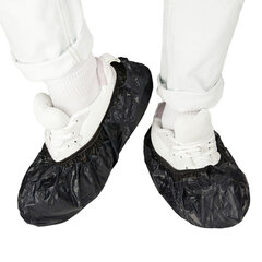 Бахилы двойные, КОМПЛЕКТ 500 шт. (250 пар), STRONG, 39х14 см, 100 мкм, 10 г, черные, ELEGREEN