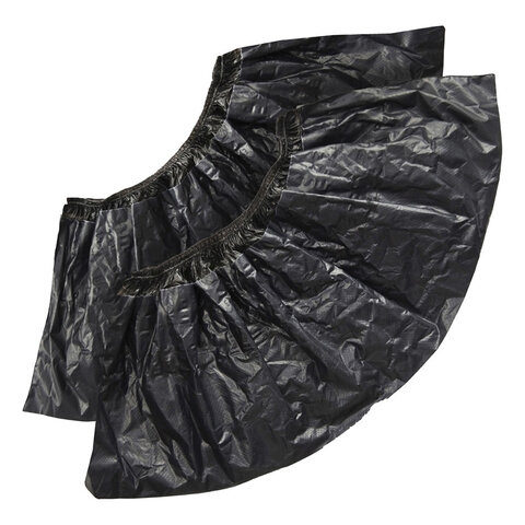 Бахилы двойные КОМПЛЕКТ 500шт (250пар) STRONG, 39х14см, 100мкм, 10г, черные, ELEGREEN, шк6783