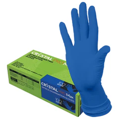 Перчатки нитриловые смотровые сверхпрочные CRYSTAL PRO MAX, 50 пар (100 шт.), размер L (большой), синие