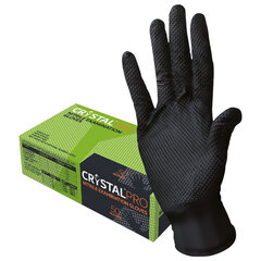 Перчатки нитриловые смотровые с текстурой CRYSTAL PRO, 25 пар (50 шт.), размер L (большой), черные