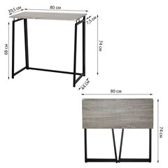 Стол на металлокаркасе BRABIX &laquo;LOFT CD-001&raquo;, 800&times;440&times;740 мм, складной, цвет дуб антик, 641210