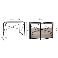 Стол на металлокаркасе BRABIX &laquo;LOFT CD-002&raquo;, 1000&times;500&times;750 мм, складной, цвет дуб антик, 641213