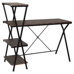 Стол на металлокаркасе BRABIX &laquo;LOFT CD-004&raquo;, 1200&times;535&times;1110 мм, 3 полки, цвет морёный дуб, 641218