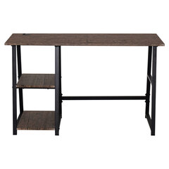 Стол на металлокаркасе BRABIX &laquo;LOFT CD-006&raquo;, 1200&times;500&times;730 мм, 2 полки, цвет морёный дуб, 641224