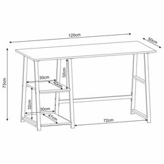Стол на металлокаркасе BRABIX &laquo;LOFT CD-006&raquo;, 1200&times;500&times;730 мм, 2 полки, цвет дуб антик, 641225