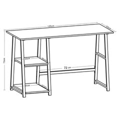Стол на металлокаркасе BRABIX &laquo;LOFT CD-006&raquo;, 1200&times;500&times;730 мм, 2 полки, цвет дуб антик, 641225