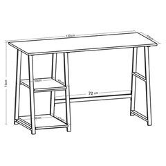 Стол на металлокаркасе BRABIX &laquo;LOFT CD-006&raquo;, 1200&times;500&times;730 мм, 2 полки, цвет дуб натуральный, 641226