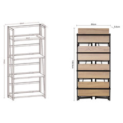 Стеллаж на металлокаркасе &laquo;BRABIX LOFT SH-001&raquo;, 600&times;300&times;1250 мм, складной, цвет морёный дуб, 641228