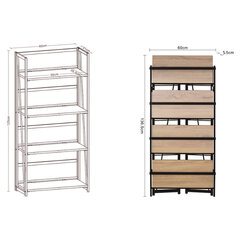 Стеллаж на металлокаркасе BRABIX &laquo;LOFT SH-001&raquo;, 600&times;300&times;1250 мм, складной, цвет дуб натуральный, 641230