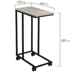 Стол журнальный BRABIX &laquo;LOFT CT-001&raquo;, 450&times;250&times;680 мм, на колёсах, металлический каркас, цвет дуб антик, 641860
