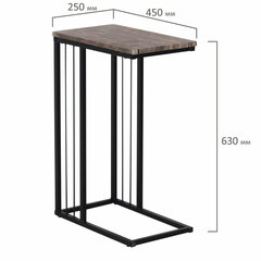 Стол журнальный на металлокаркасе BRABIX &laquo;LOFT CT-002&raquo;, 450&times;250&times;630 мм, цвет морёный дуб, 641861