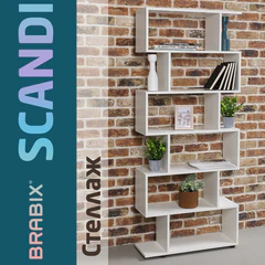 Стеллаж BRABIX "Scandi SH-008", 730х250х1760 мм, 6 секций, ЛДСП, белый, 641897