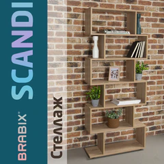Стеллаж BRABIX "Scandi SH-008", 730х250х1760 мм, 6 секций, ЛДСП, дуб сонома, 641898