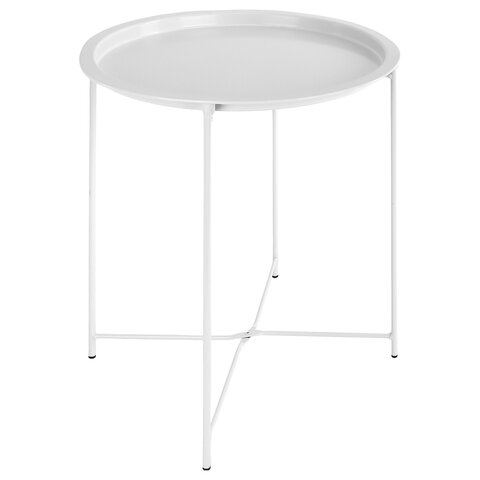 Столик-поднос BOOMHOUSE (БУМХАУС) CT-003 кофейный (ширина 47, высота 51 см), металл, белый, 641939