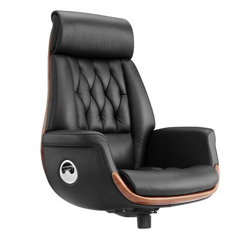 Кресло без пятилучия HAWASAN PREMIUM "GALANT EX-805", до 200 кг, синхромеханизм, натуральная кожа, цвет чёрный, 641940